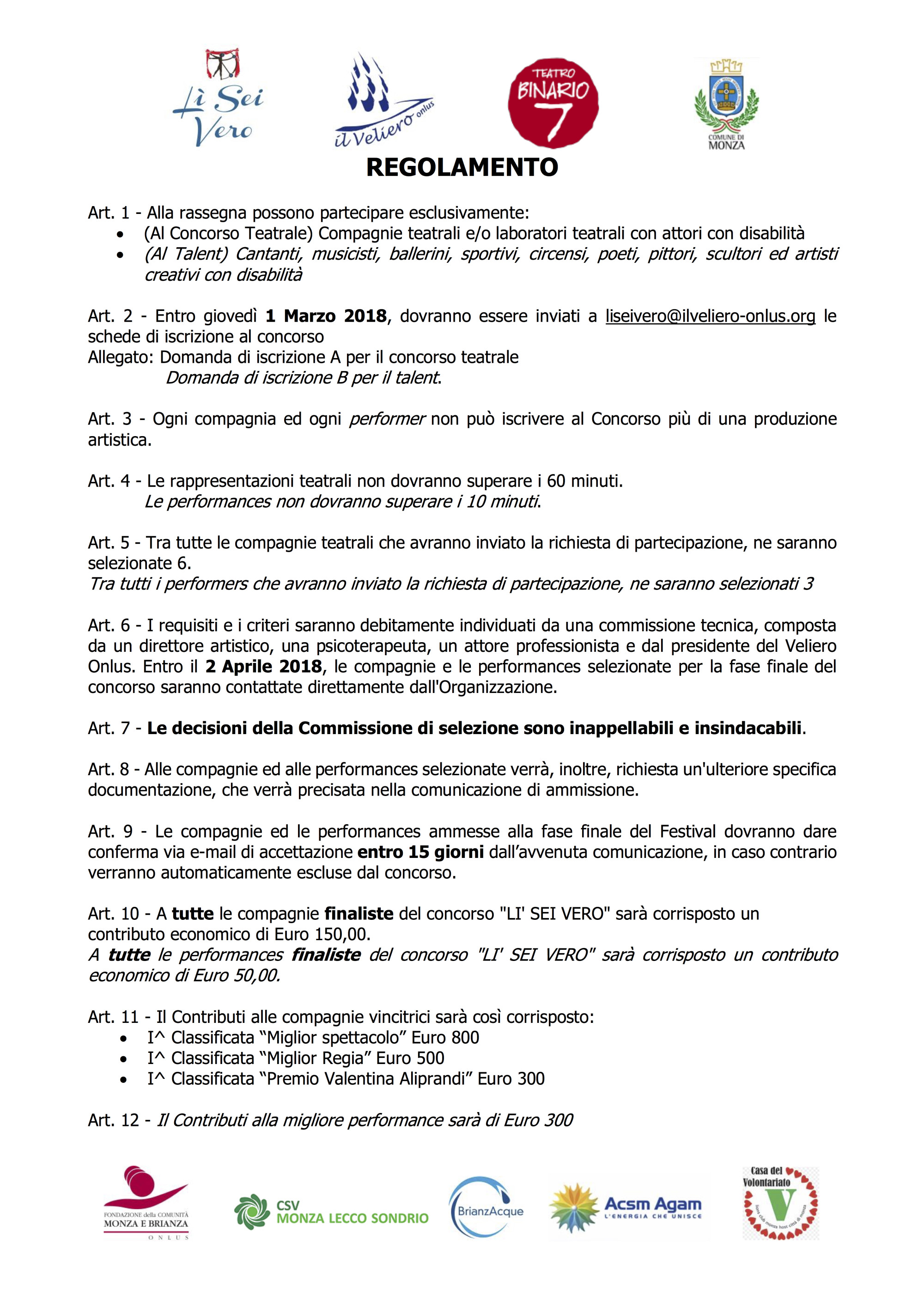 Lì Sei Vero 2018 Regolamento pag3